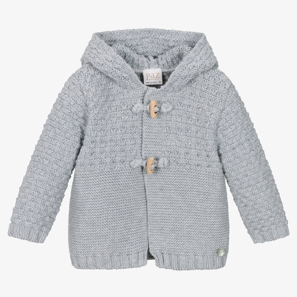 PAZ Rodríguez-Grey Cotton & Cashmere Hooded Cardigan | Childrensalon Outlet