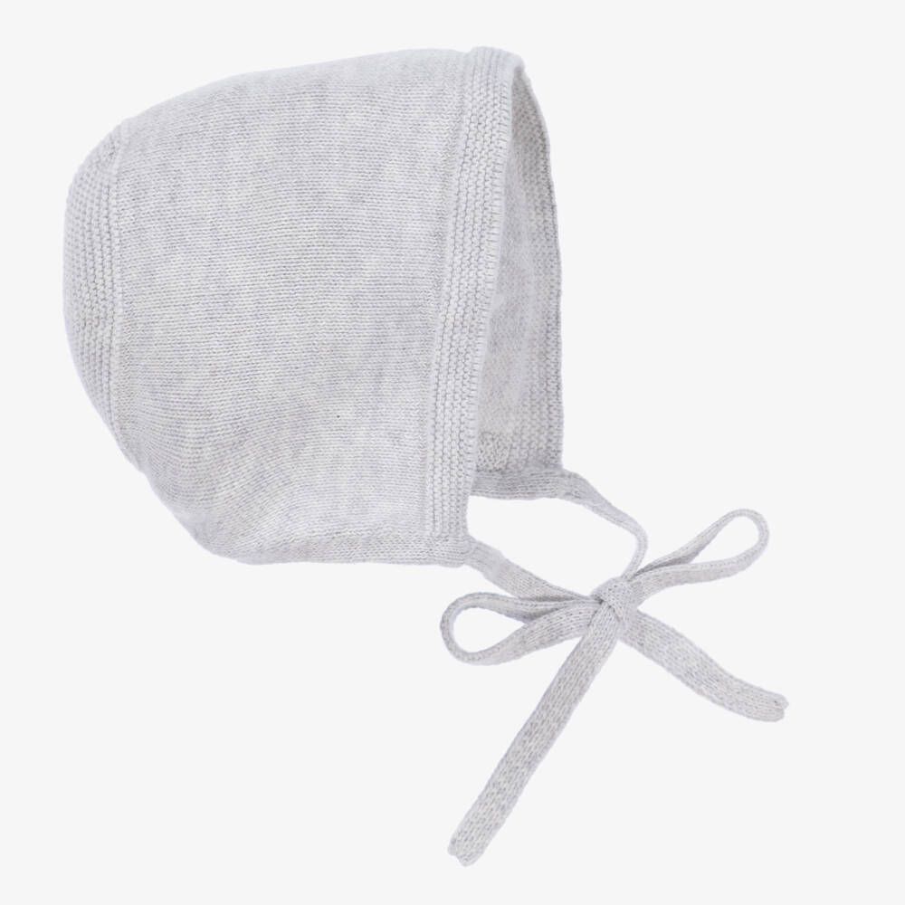 PAZ Rodríguez-Grey Cotton Knit Baby Bonnet | Childrensalon Outlet