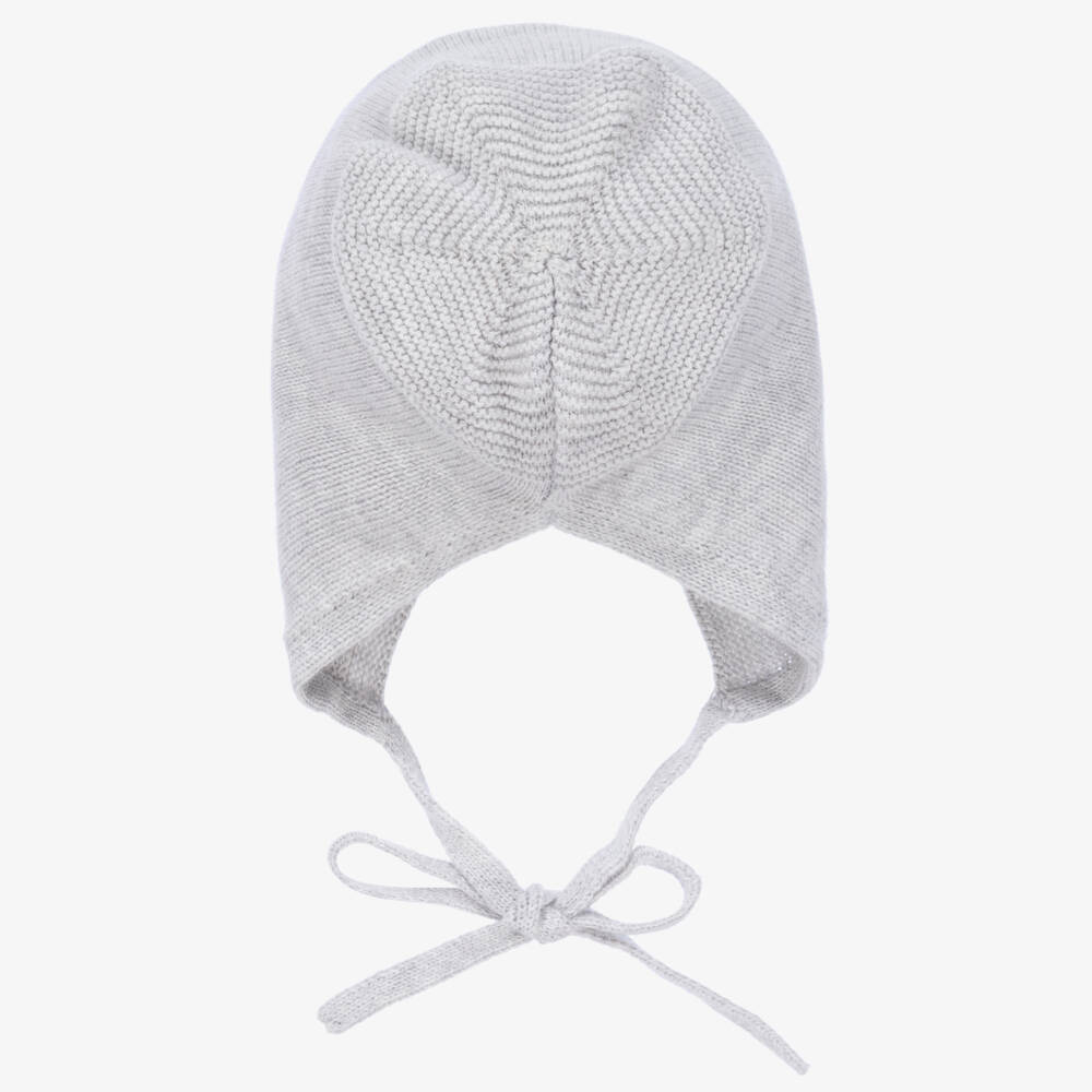 PAZ Rodríguez-Grey Cotton Knit Baby Bonnet | Childrensalon Outlet