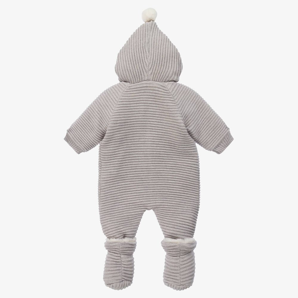 PAZ Rodríguez-Grey Cotton Knit Pramsuit & Booties | Childrensalon Outlet