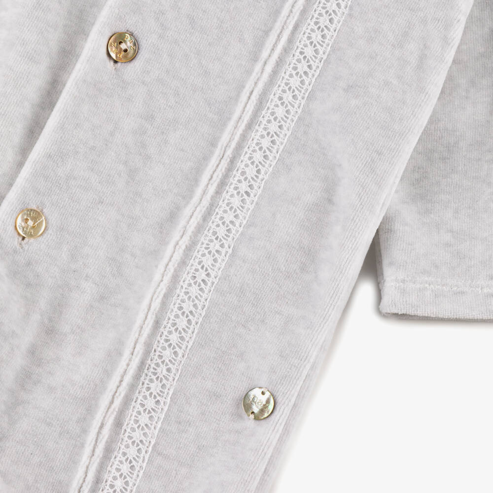 PAZ Rodríguez-Grey Marl Velour Babygrow, Hat & Bib Set | Childrensalon Outlet