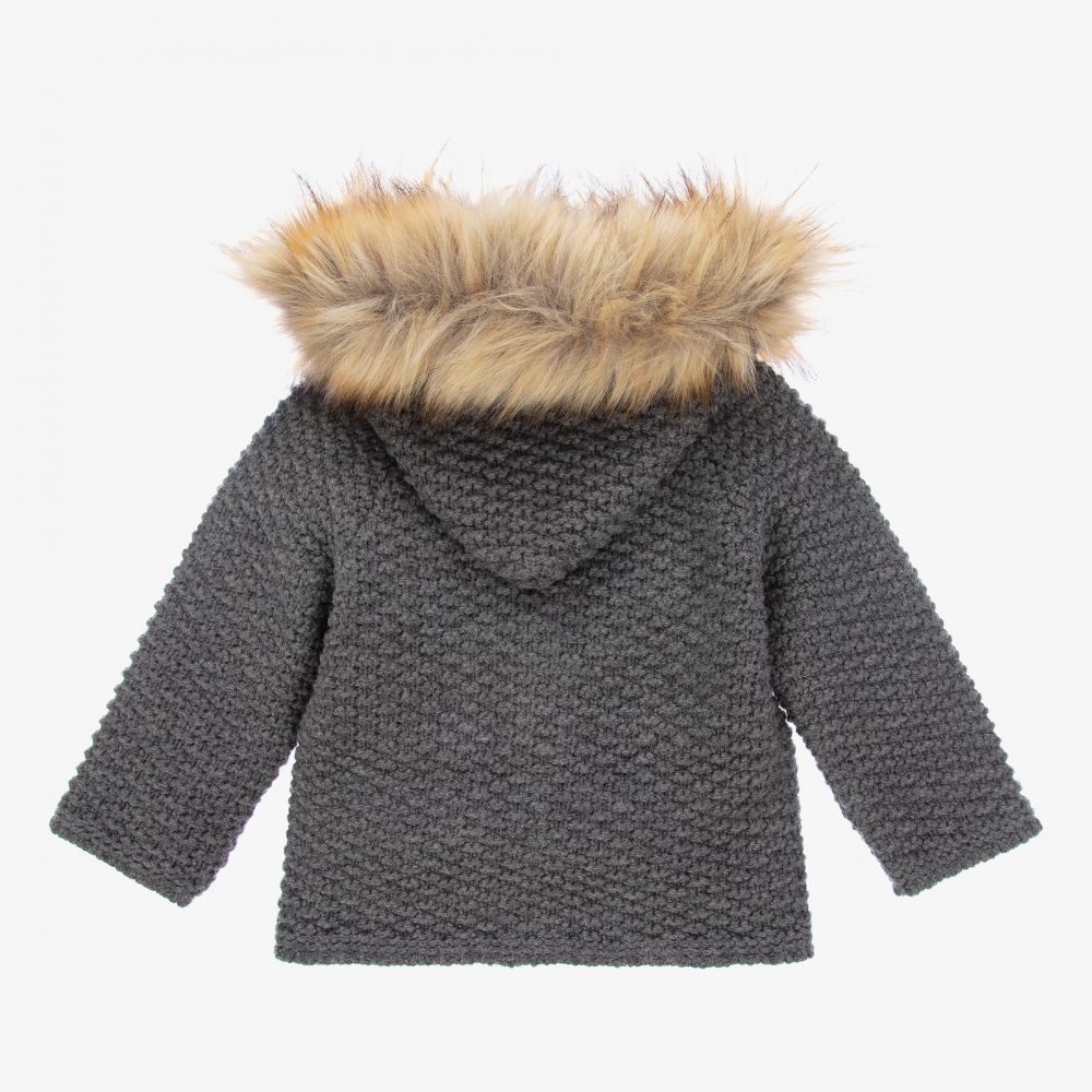 باز رودريغيز-جاكيت مزيج صوف محبوك لون رمادي للأطفال | Childrensalon Outlet