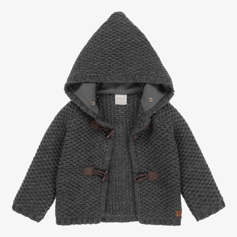 باز رودريغيز-معطف صوف مزيج صوف محبوك لون رمادي داكن للأطفال | Childrensalon Outlet