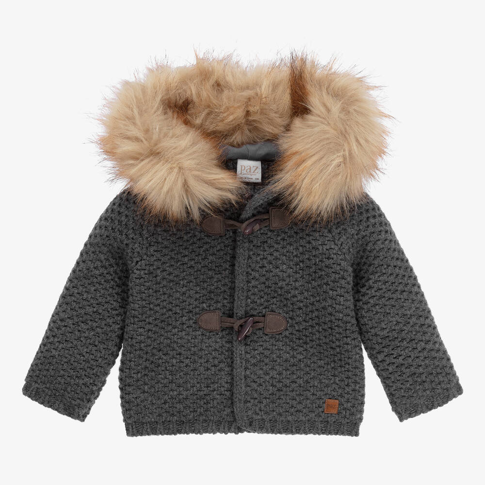 Paz Rodríguez - Grey Wool & Faux Fur Coat | Childrensalon