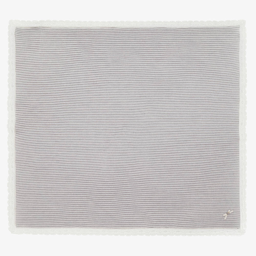 Paz Rodríguez - Grey Wool Knit Shawl (100cm) | Childrensalon