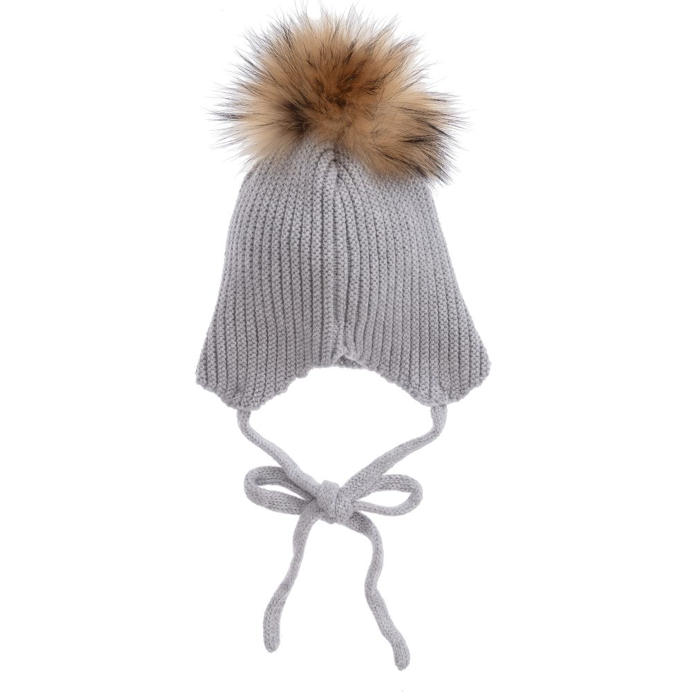 PAZ Rodríguez-Серая шерстяная шапочка с помпонами | Childrensalon Outlet