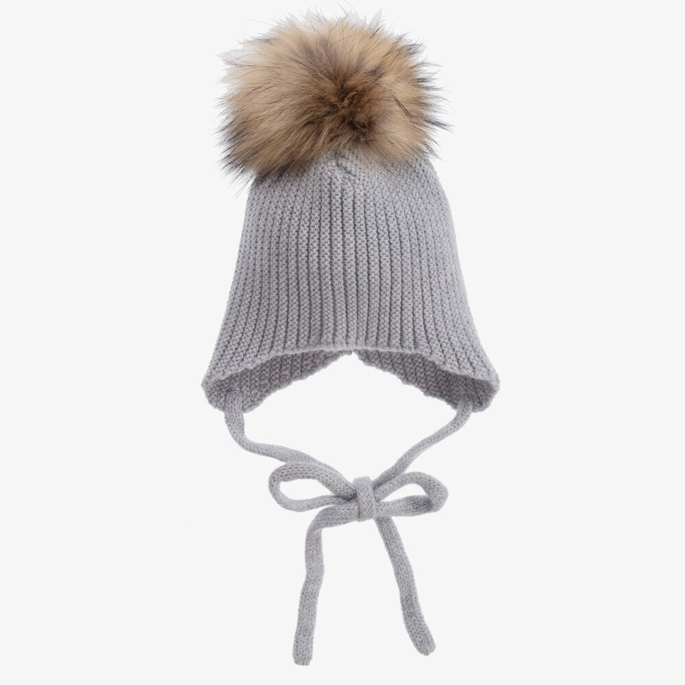 PAZ Rodríguez-Grey Wool Pom-Pom Hat | Childrensalon Outlet
