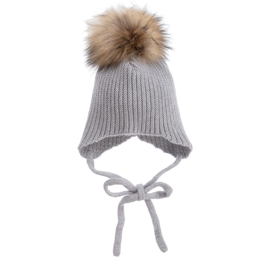 Paz Rodríguez - Grey Wool Pom-Pom Hat | Childrensalon