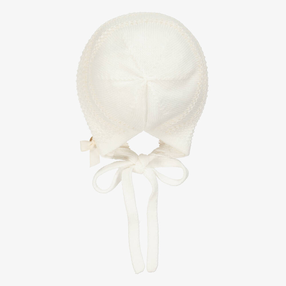 PAZ Rodríguez-Infant Ivory Knit Lace Bonnet | Childrensalon Outlet