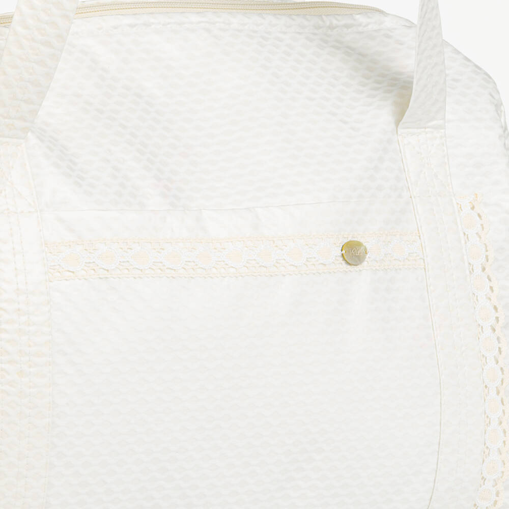 PAZ Rodríguez-Ivory Baby Changing Bag with Lace Trim (40cm) | Childrensalon Outlet
