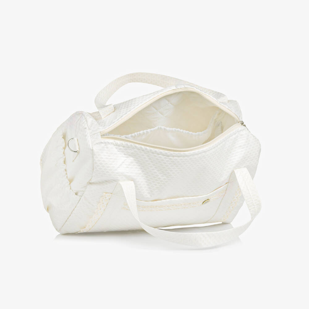 PAZ Rodríguez-Ivory Baby Changing Bag with Lace Trim (40cm) | Childrensalon Outlet
