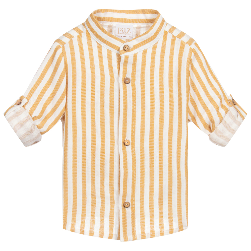 PAZ Rodríguez-Ivory & Beige Striped Shirt | Childrensalon Outlet
