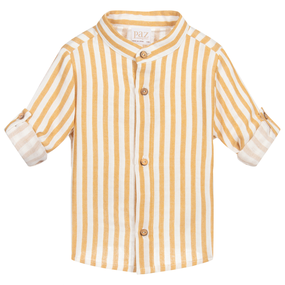 Paz Rodríguez - Ivory & Beige Striped Shirt | Childrensalon