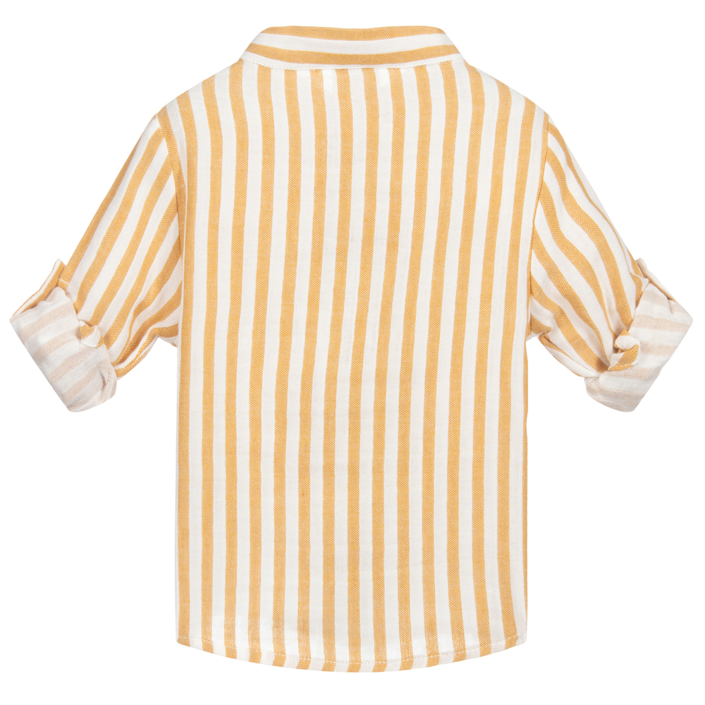 باز رودريغيز-قميص قطن مقلم لون بيج وعاجي | Childrensalon Outlet