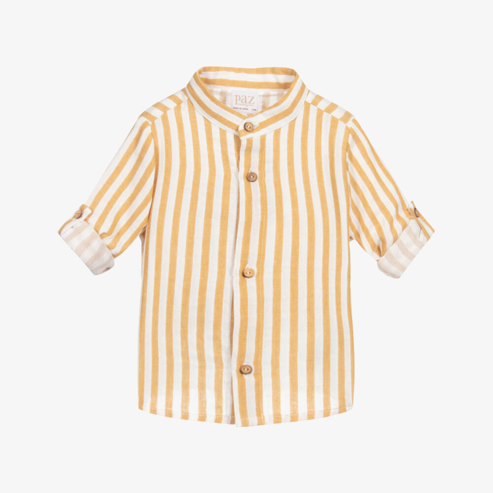 PAZ Rodríguez-قميص قطن مقلم لون بيج وعاجي | Childrensalon Outlet