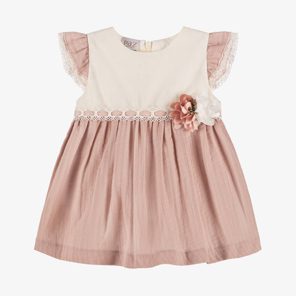PAZ Rodríguez-Ivory & Blush Cotton Frock | Childrensalon Outlet