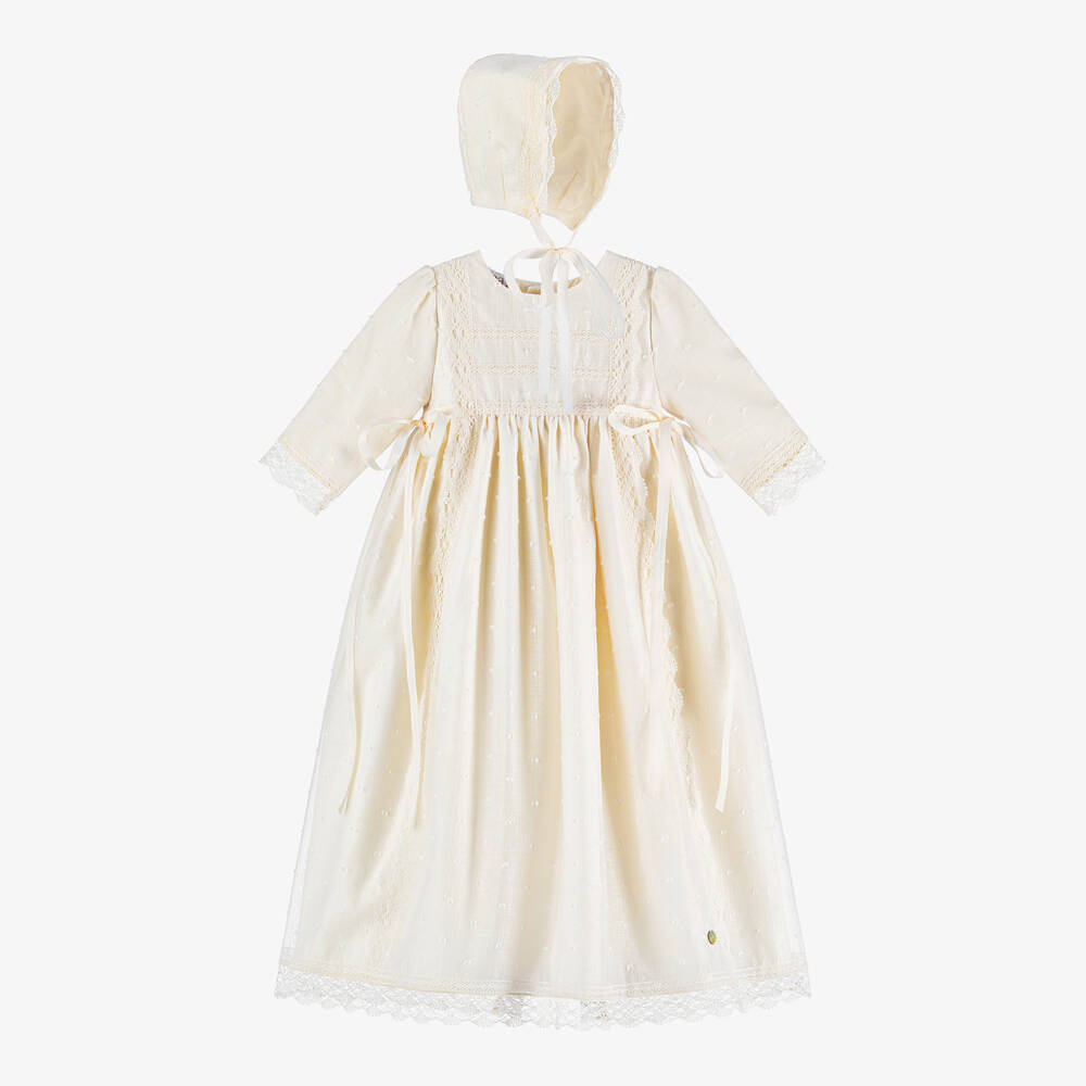 PAZ Rodríguez-Ivory Ceremony Gown & Bonnet Set | Childrensalon Outlet