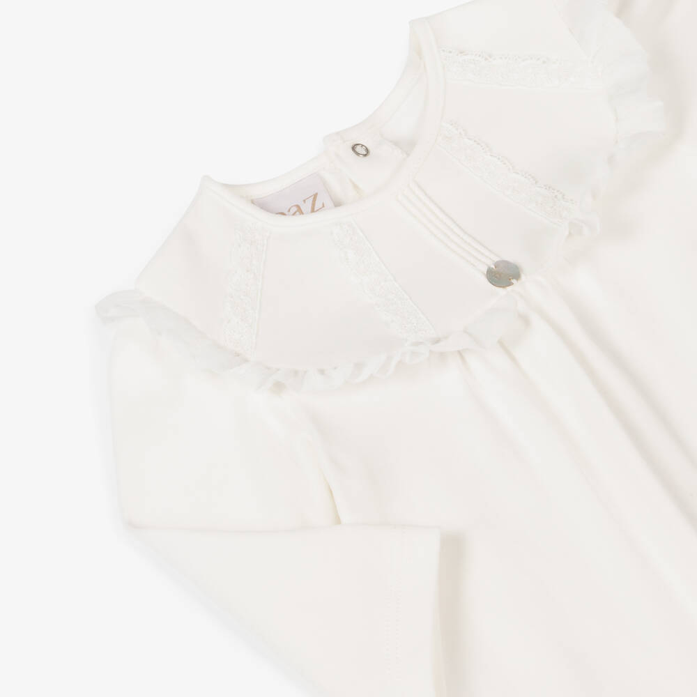 PAZ Rodríguez-Ivory Cotton Babygrow for Girls | Childrensalon Outlet