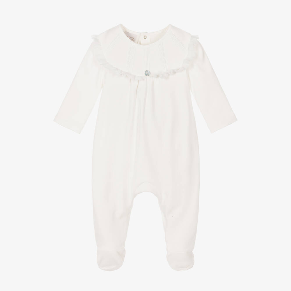 PAZ Rodríguez-Ivory Cotton Babygrow for Girls | Childrensalon Outlet