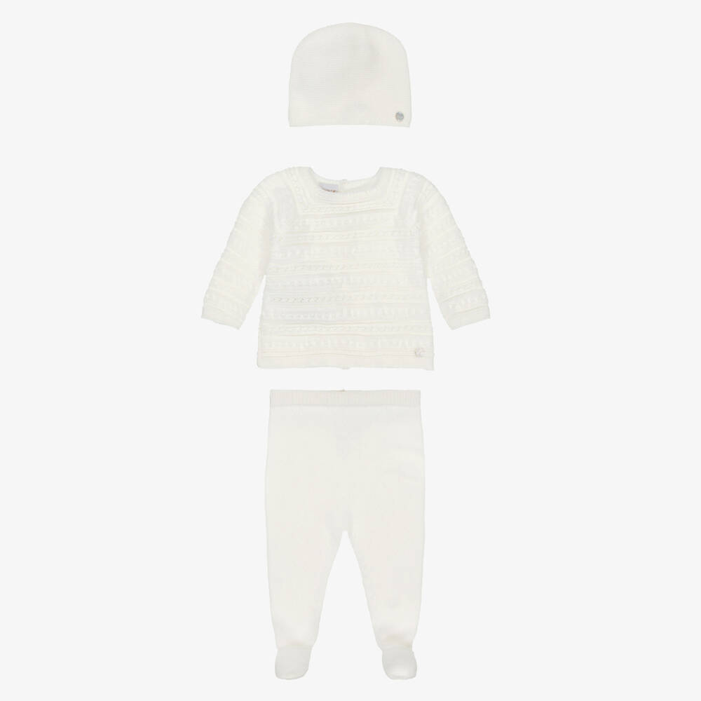 PAZ Rodríguez-Ivory Cotton & Cashmere Knitted Babysuit Set | Childrensalon Outlet