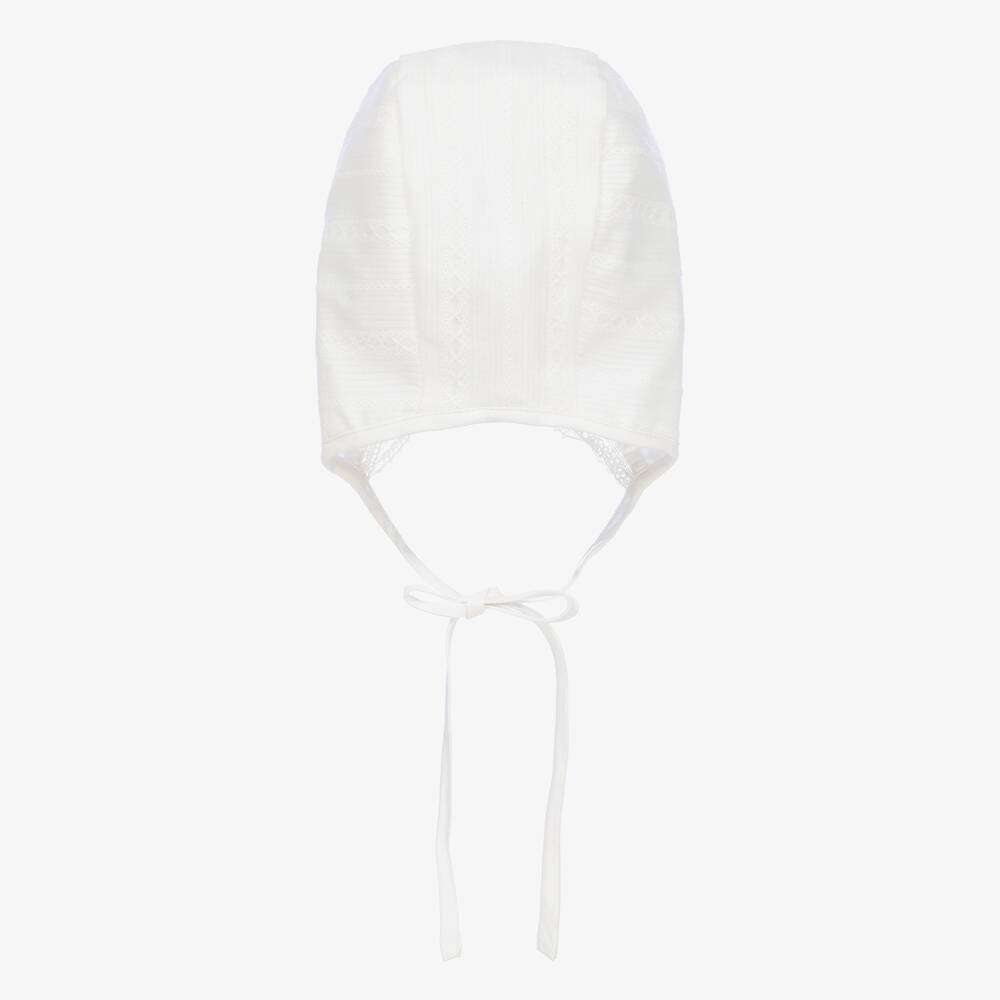 PAZ Rodríguez-Кремовый хлопковый чепчик с кружевом | Childrensalon Outlet
