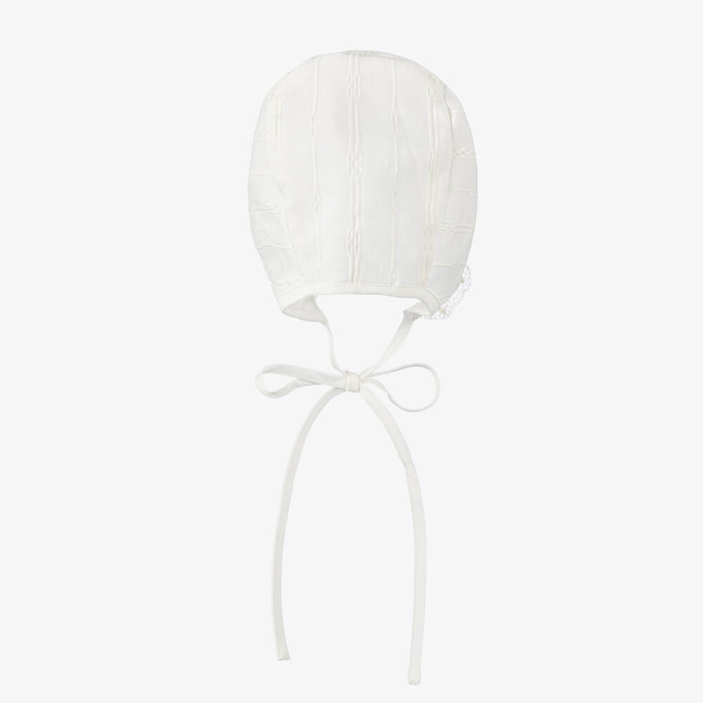 PAZ Rodríguez-Ivory Cotton & Lace Baby Bonnet | Childrensalon Outlet