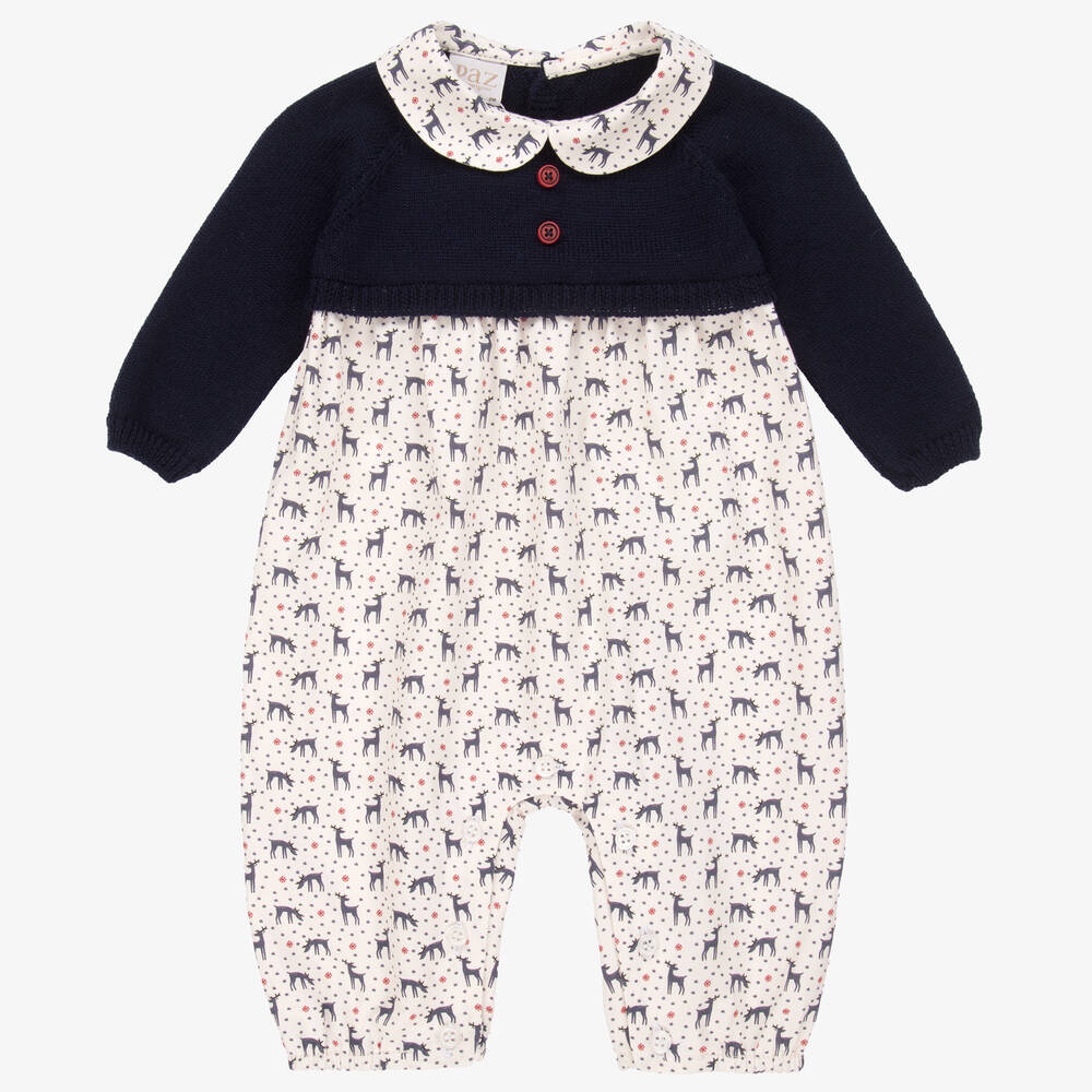 Paz Rodríguez - Ivory Cotton Reindeer Romper | Childrensalon