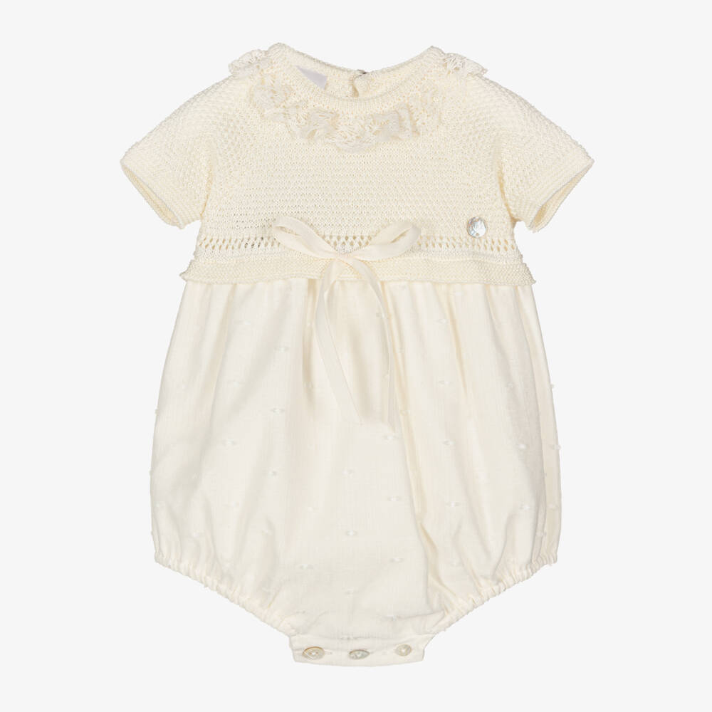 Paz Rodriguez Baby Girls Embroidered Romper in Ivory