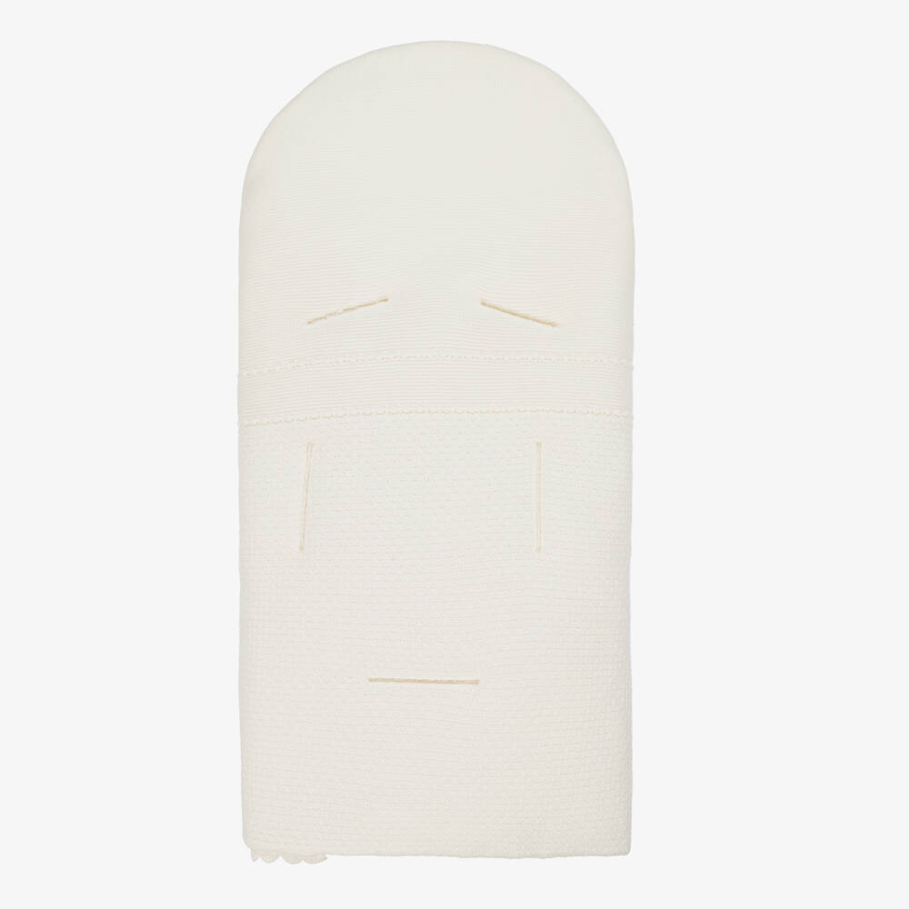 PAZ Rodríguez-Ivory Knitted Baby Nest with Scalloped Trim (75cm) | Childrensalon Outlet