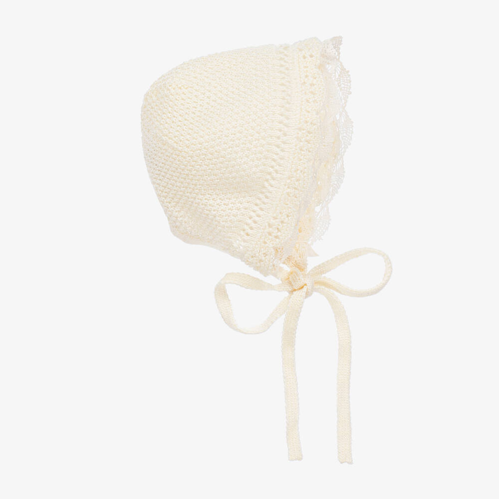 PAZ Rodríguez-Ivory Knitted Bonnet | Childrensalon Outlet