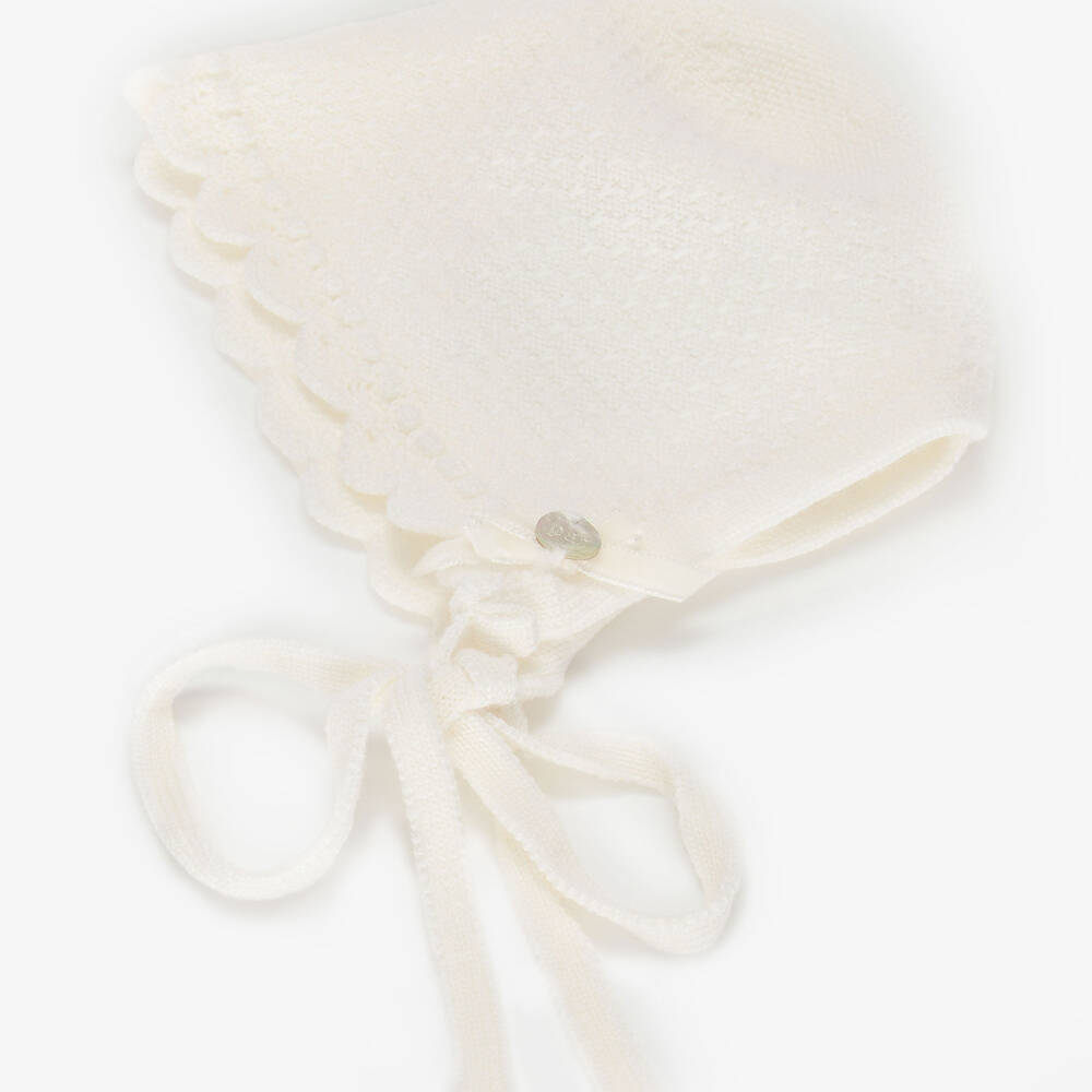 PAZ Rodríguez-Ivory Knitted Wool Bonnet | Childrensalon Outlet