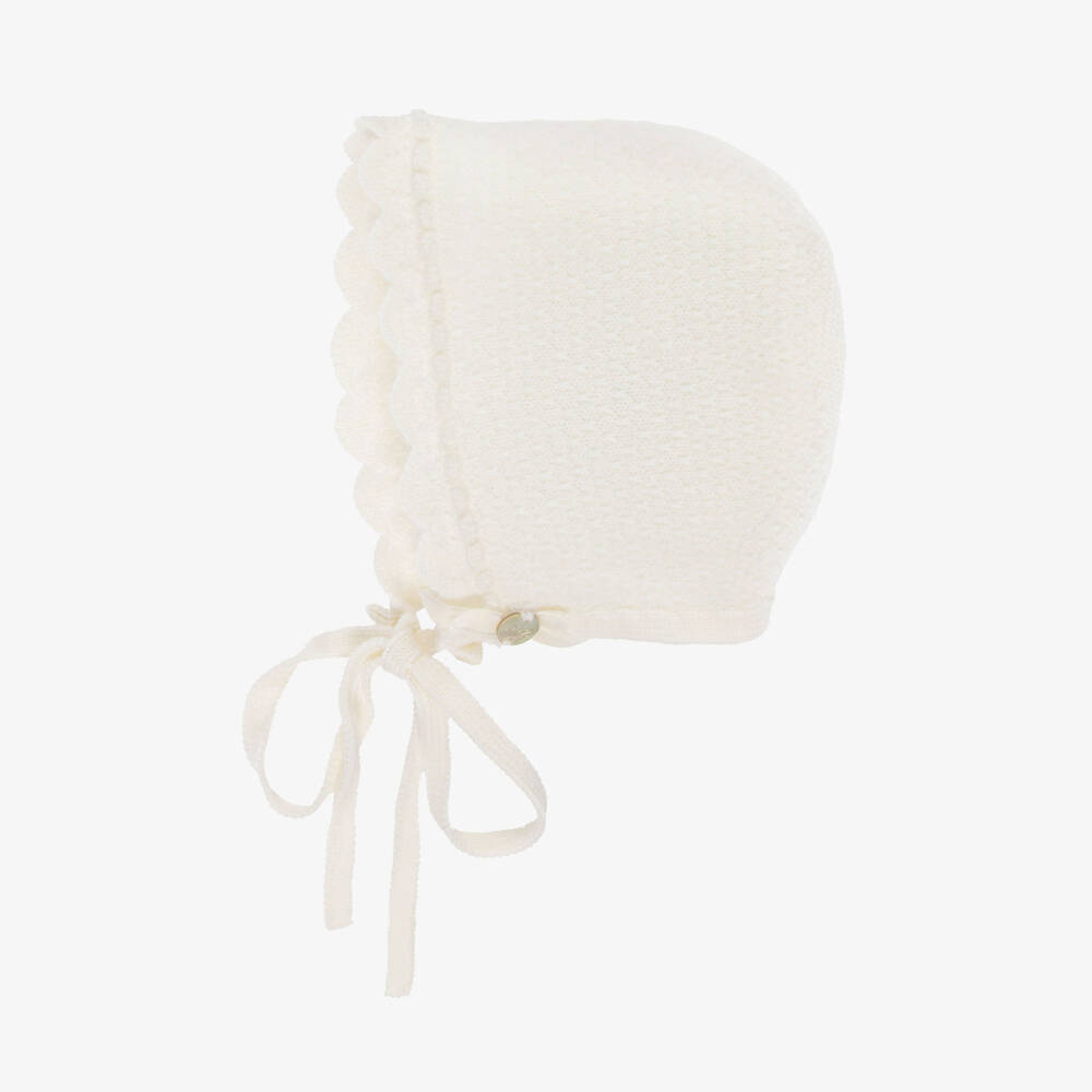 PAZ Rodríguez-Ivory Knitted Wool Bonnet | Childrensalon Outlet