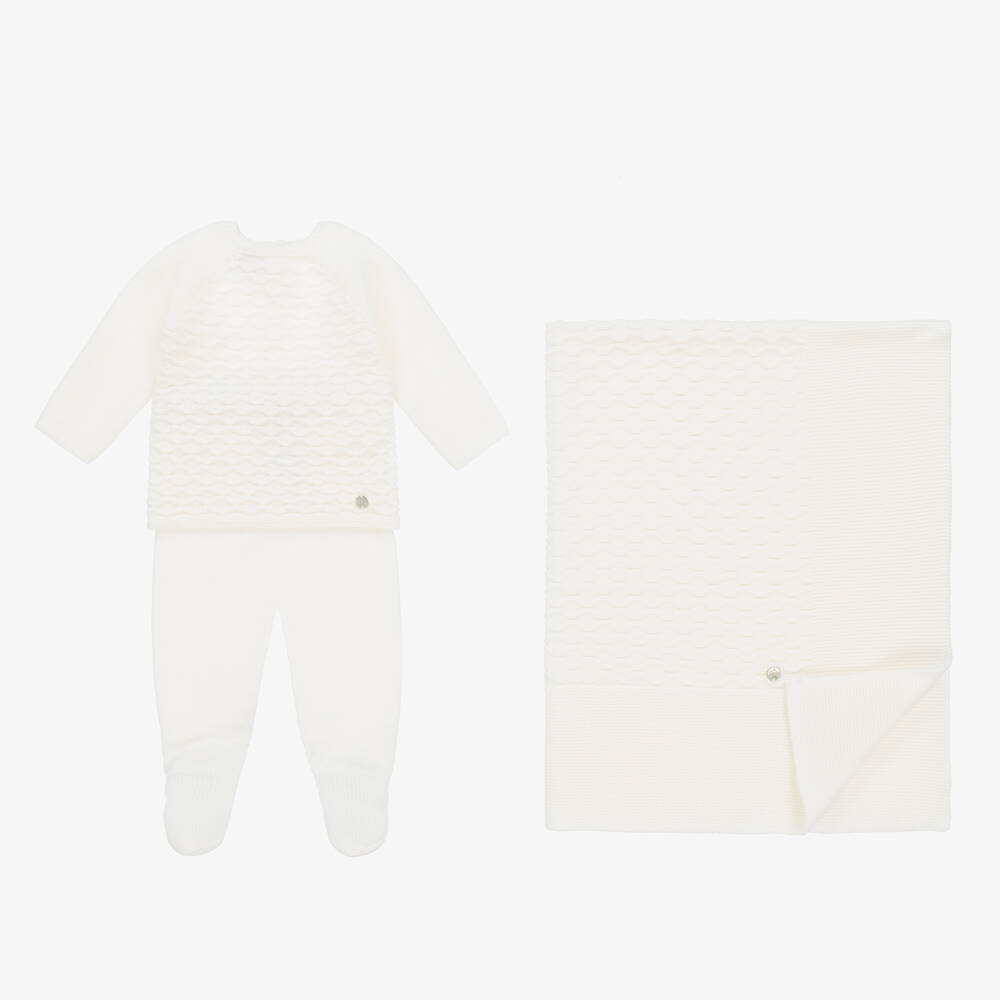 Paz Rodríguez - Ivory Merino Wool 2 Piece Babygrow Set | Childrensalon