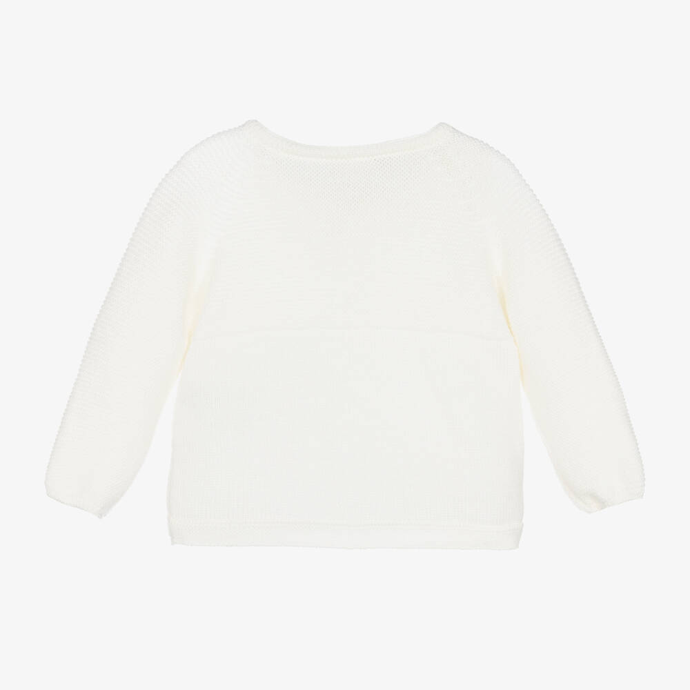 PAZ Rodríguez-كارديغان صوف مارينو محبوك لون عاجي للأطفال | Childrensalon Outlet