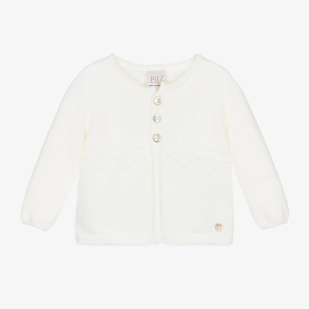 PAZ Rodríguez-Ivory Merino Wool Cardigan | Childrensalon Outlet
