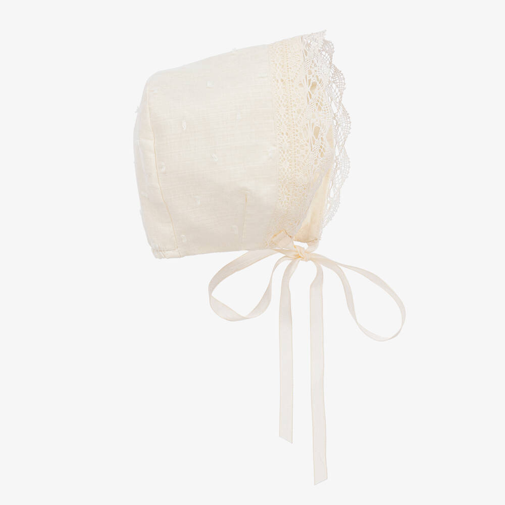 PAZ Rodríguez-Ivory Organza & Lace Baby Bonnet | Childrensalon Outlet