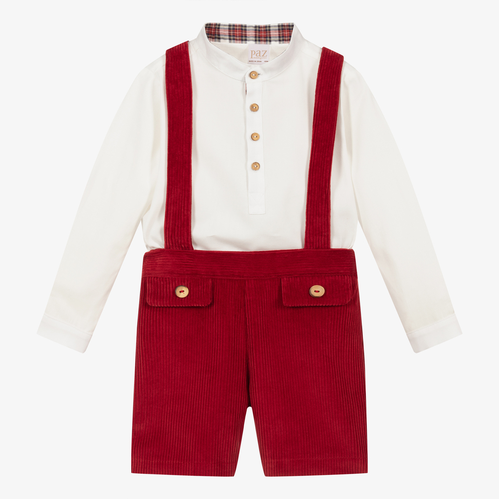 PAZ Rodríguez-Кремовая рубашка и красные шорты | Childrensalon Outlet
