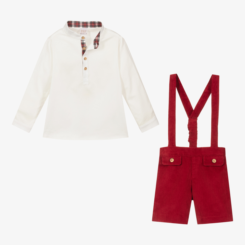 PAZ Rodríguez-Ivory Shirt & Red Shorts Set | Childrensalon Outlet