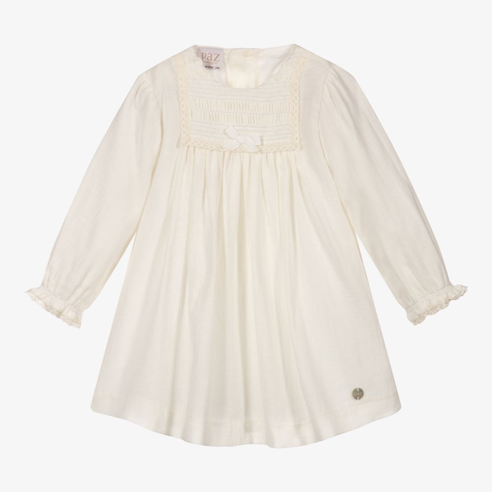 Paz Rodríguez - Ivory Smocked Cotton Dress | Childrensalon