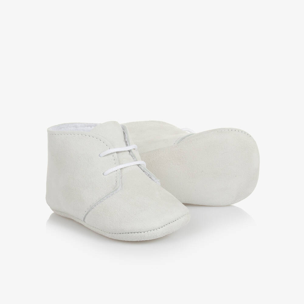 Paz Rodríguez - Ivory Suede Lace-Up Pre-Walkers | Childrensalon