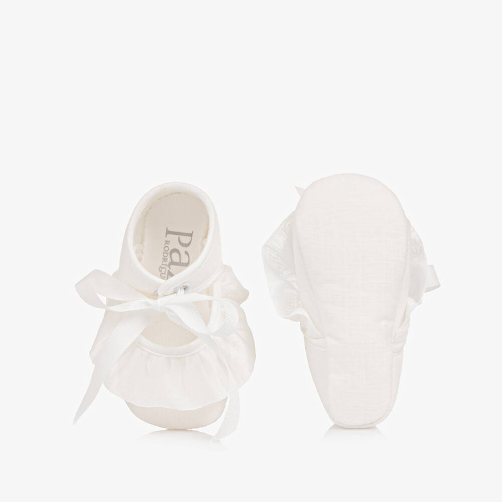 PAZ Rodríguez-Ivory Tie-Up Ruffle Pre-Walkers | Childrensalon Outlet