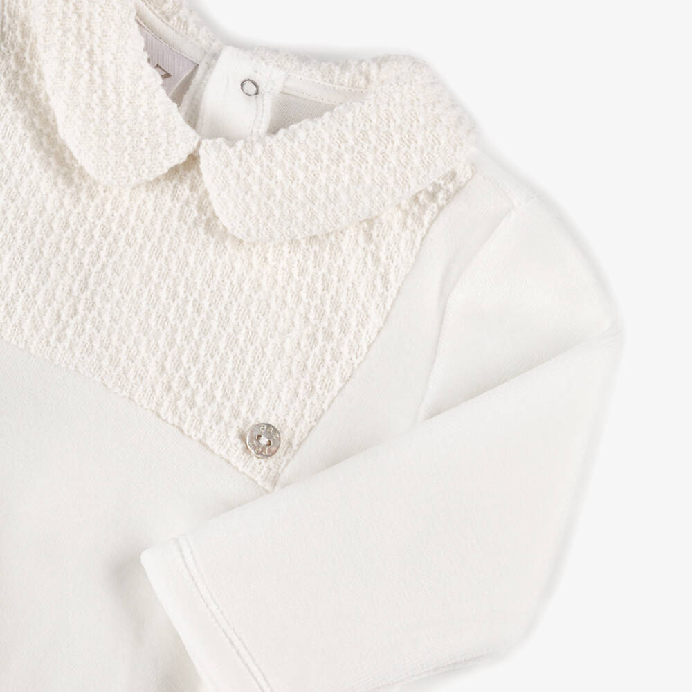 PAZ Rodríguez-Ivory Velour Babygrow, Hat & Bib Set | Childrensalon Outlet