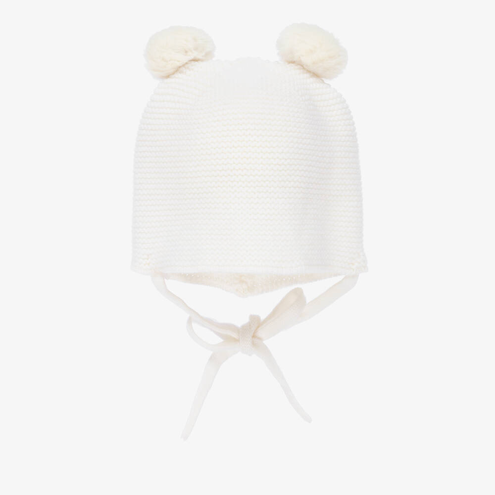 Paz Rodríguez - Ivory Wool Knit Pom-Pom Hat | Childrensalon