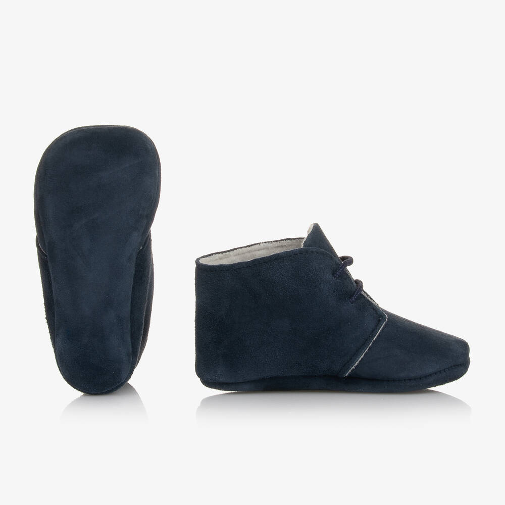 PAZ Rodríguez-Navy Blue Suede Lace-Up Pre-Walkers | Childrensalon Outlet
