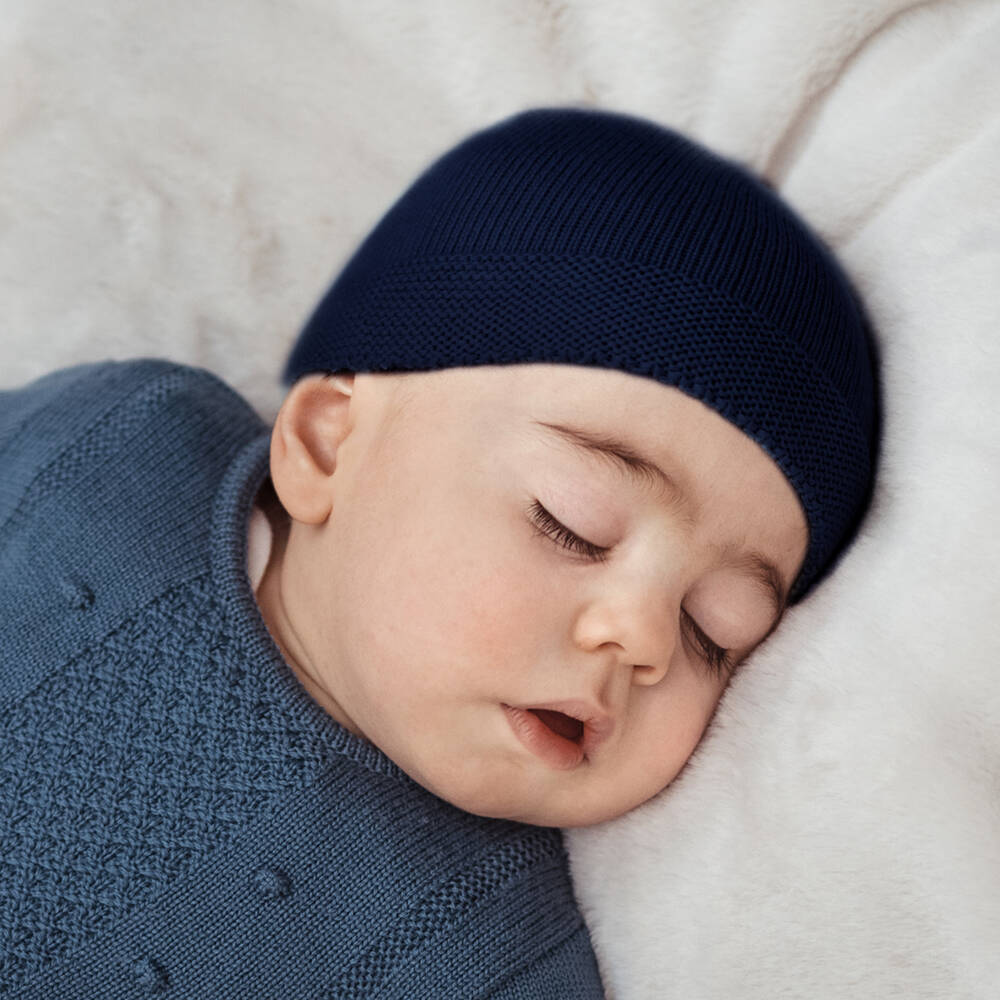 Navy blue infant hat 2025