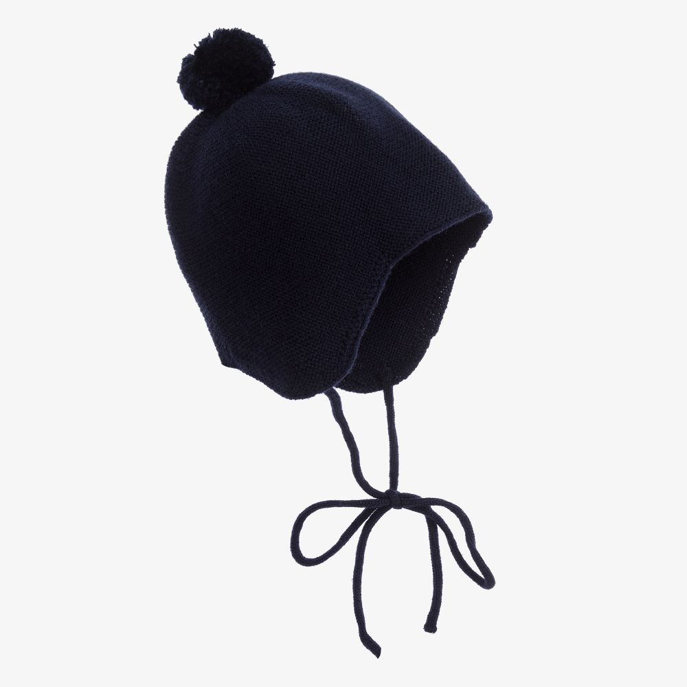 Paz Rodríguez - Navy Blue Wool Pom-Pom Hat | Childrensalon