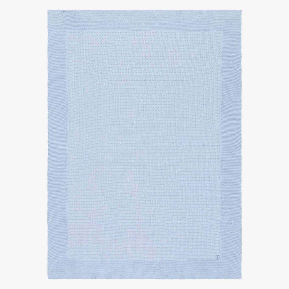 PAZ Rodríguez-Pale Blue Cotton Knit Baby Blanket (98cm) | Childrensalon Outlet