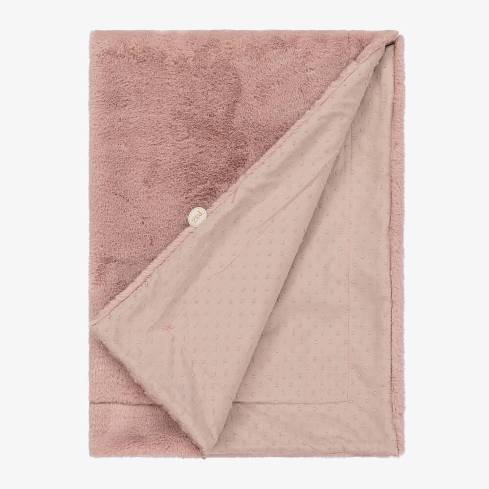 PAZ Rodríguez-Pink Faux Fur Baby Blanket (98cm) | Childrensalon Outlet