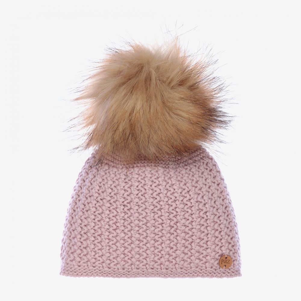 PAZ Rodríguez-Pink Faux Fur Pom-Pom Hat  | Childrensalon Outlet