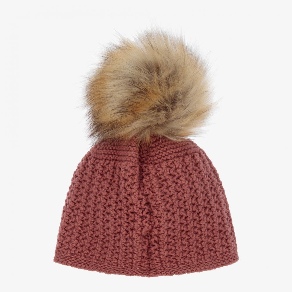 PAZ Rodríguez-قبعة بوم-بوم صوف مارينو وفرو صناعي لون زهري للبنات | Childrensalon Outlet